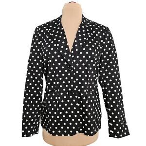 Focus 2000 Blazer Womens Plus Size 14 Black White Polka Dot Jacket Pink Lined